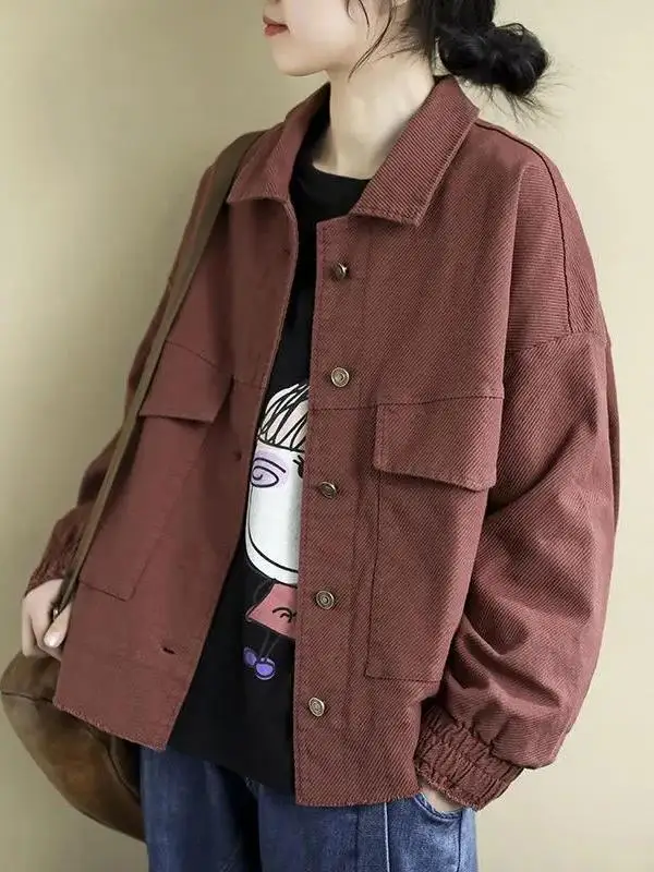 

Повседневный женский весенне-осенний тюнер, универсальный модный воротник из хлопкового материала, обычная длина, чистый цвет