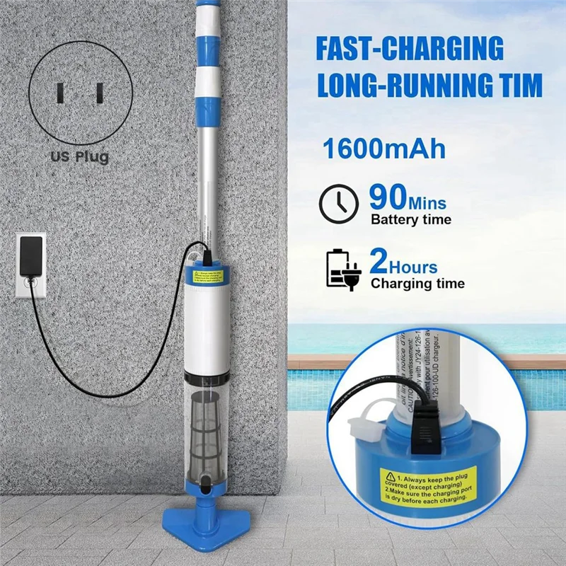 

Y67A-3 In 1 Pool Vacuum Cleaner Rechargeable Handheld Cordless Pool Spa Cleaner For Spas Small Pools Clean Sand And Debris US Pl