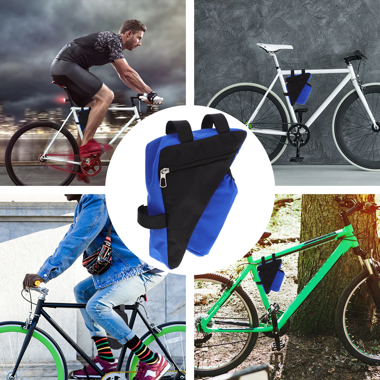 

Waterproof Bike Bag for Bicycle Frame Mount Storage Pouch 3-Point Anti-Slip System Durable Nylon Slim Design Low Wind for Adult