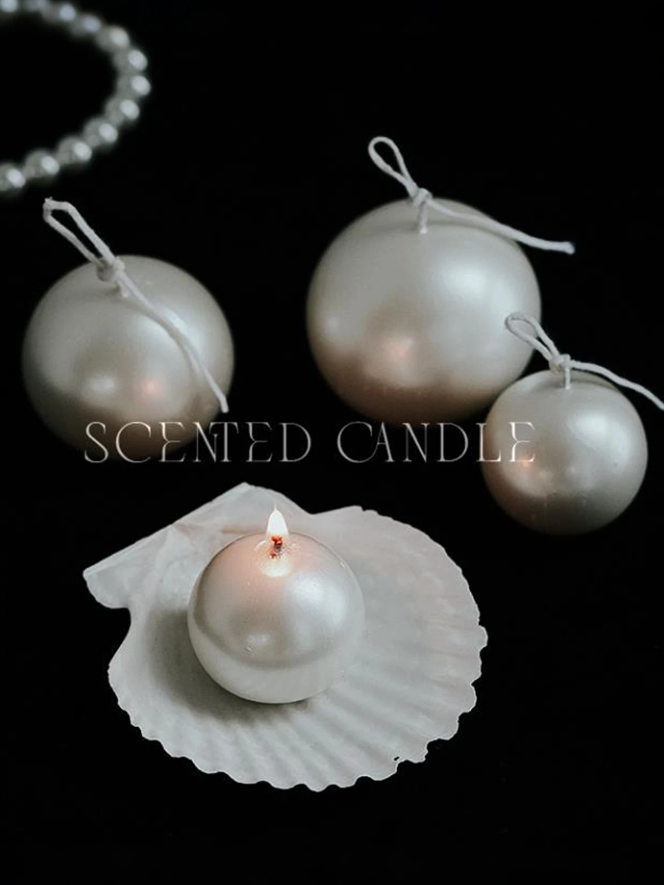 1 piece / 2 pieces, white shell tray, white pearl scented candles. Suitable for home decoration, Valentine's Day gifts, wedding