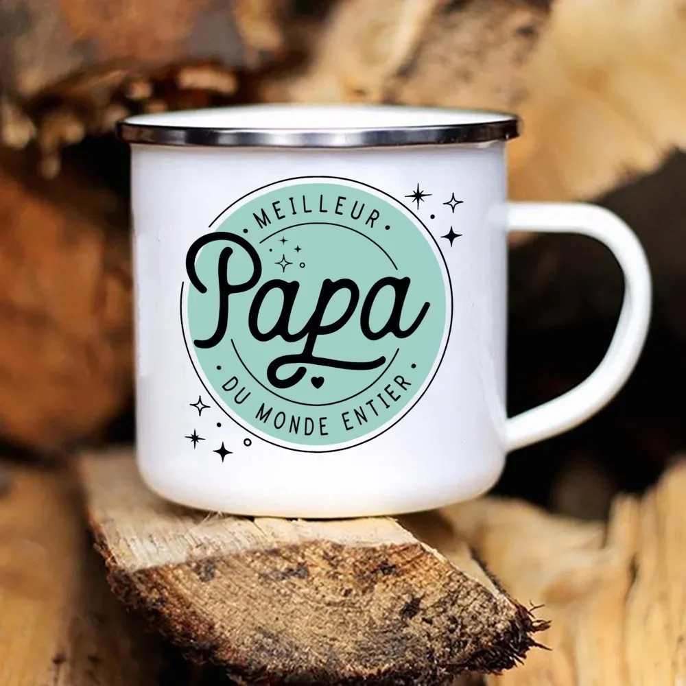 Best Dad In The World tazza smaltata con stampa francese tazza per acqua all\'aperto bere tazze da caffè al latte tazza da campeggio regalo di