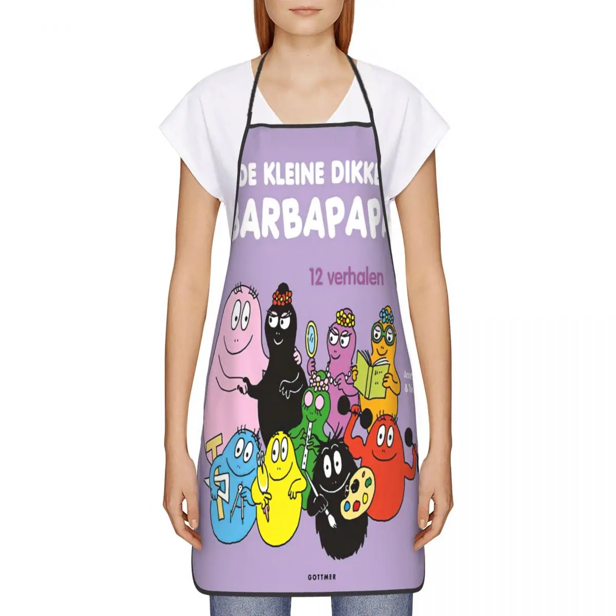 Unisex DE Kleine Dikke Barbapapa Bib Apron Adult Women Men Chef Tablier Cuisine for Kitchen Cooking Cartoon TV Show Painting