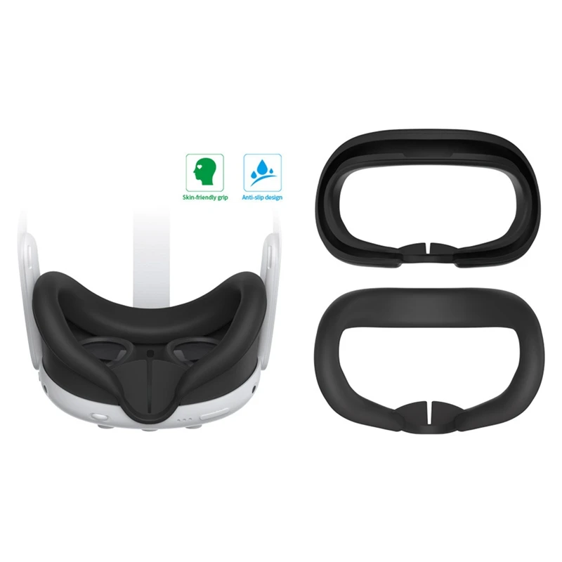 Capa de silicone para óculos VR, máscara de olho para capacete Quest 3, acessórios blackout, tudo em 1, silicone