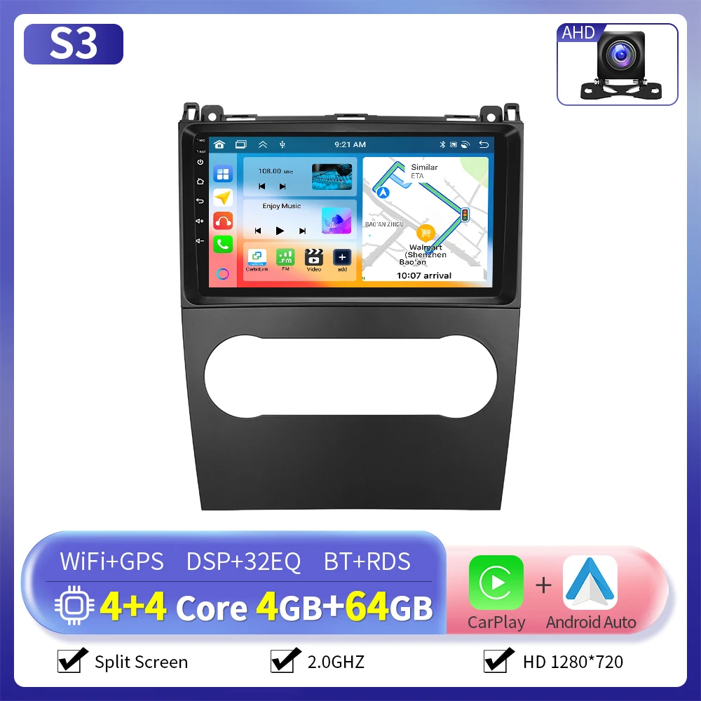 Camecho Autoradio Draadloze CarPlay Android Auto Voor Mercedes-Benz B-Klasse/A-Klasse 2008-2011 Auto Intelligente Systemen GPS 4G Wifi