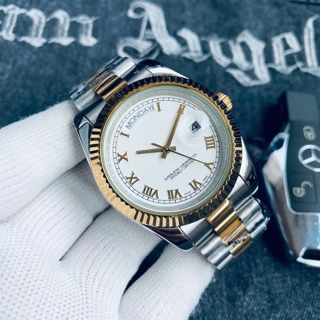 2025 New Luxury Rose Gold Men's Automatic Watch Mechanical Watch AR Sapphire Glass Date Watch Men's