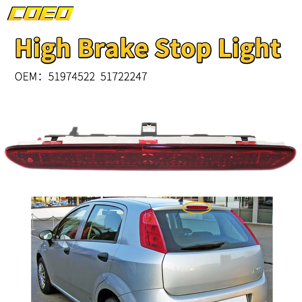 Car Red Rear Tail Third Brake Stop Light For Grande Punto/Grande Punto Abarth/Fiat Punto Evo 51974522 51722247