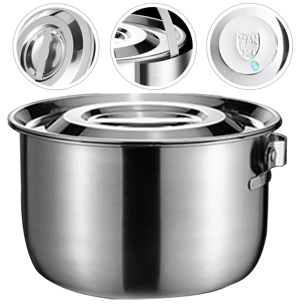 

2.4L Stainless Steel Pig Oil Container Kitchen Storage Basin Mixing Bowl For Salad Egg Pasta Multi-Use Metal Container With Lid