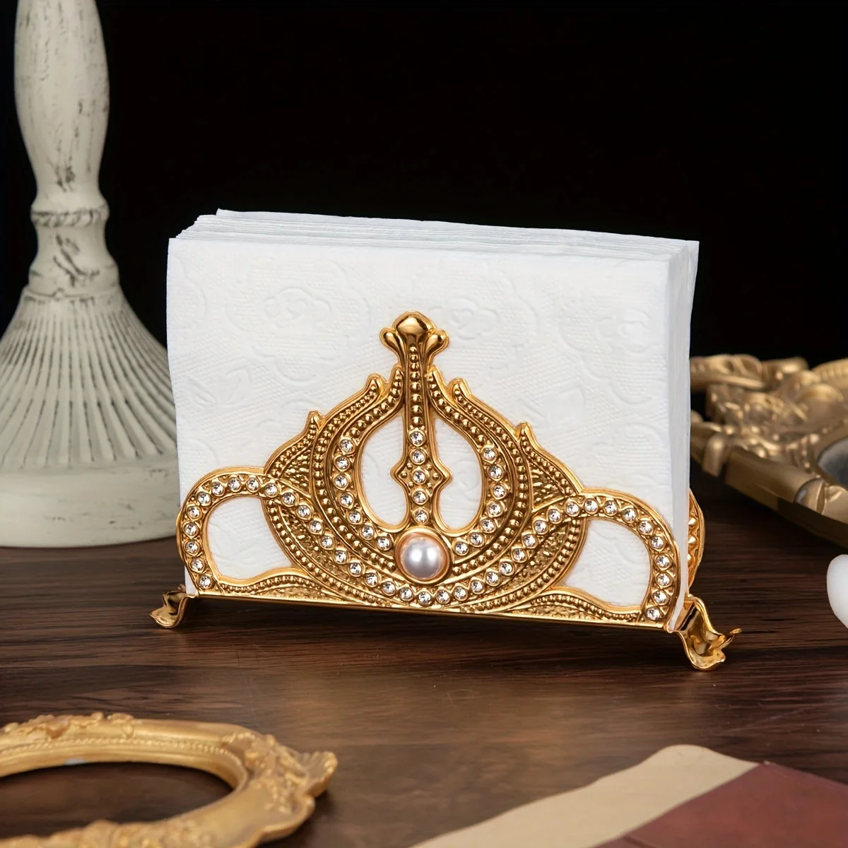 Europe Style Table Tissue Holder Napkin Rack Stand Metal Art Craft Home Decoration Hotel Restaurant Desktop Cafe Ornaments Gift