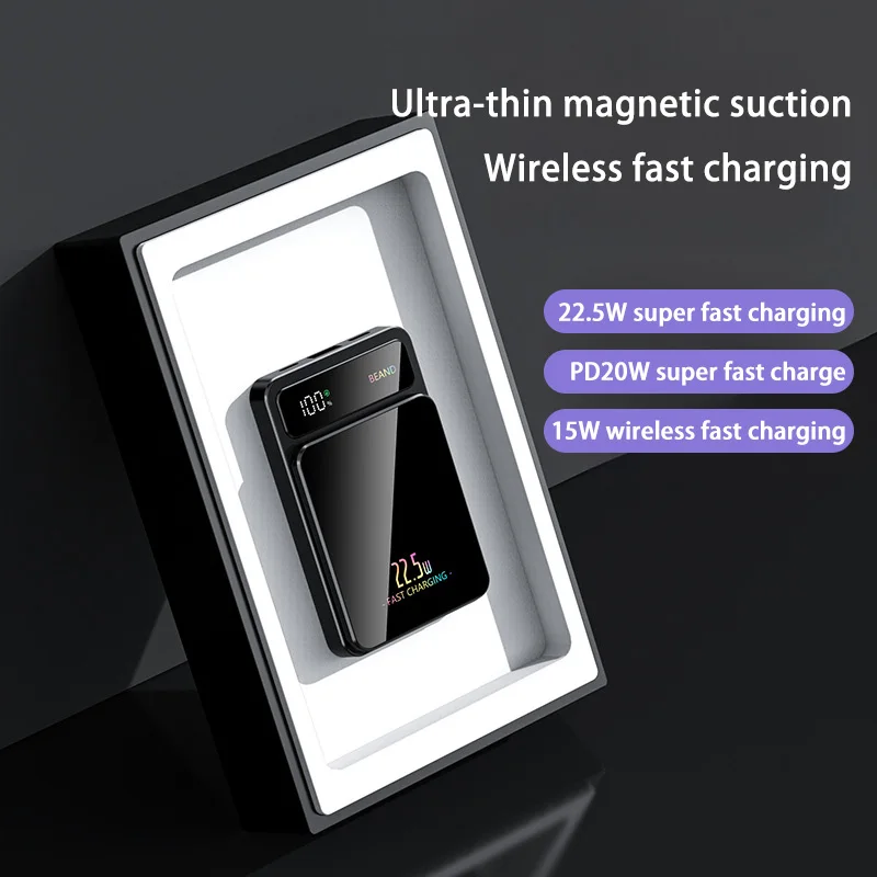 Lenovo 50000mAh Magnetic Wireless Power Bank Portable External Battery Fast Charging PowerBank For iPhone Samsung Huawei