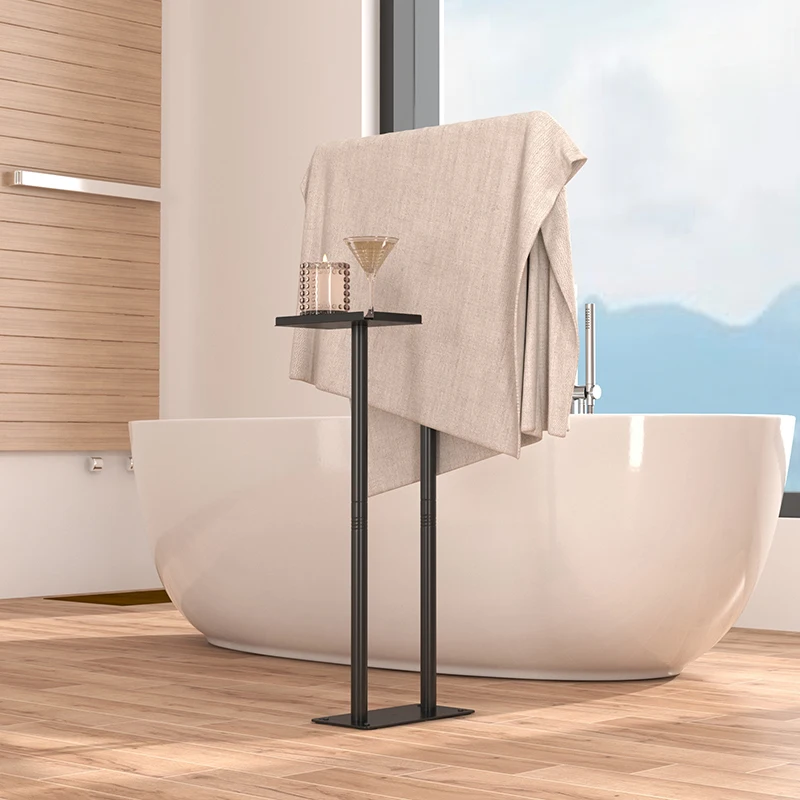 Floor Standing Towel Rack, Storage Rack, Vertical, Movable, Double Pole Non Perforated Towel Storage Rack