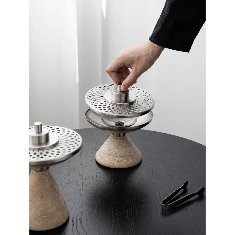 High-grade natural travertine aromatherapy burner, incense print, tools, Wabisha wind, tabletop decorative ornaments