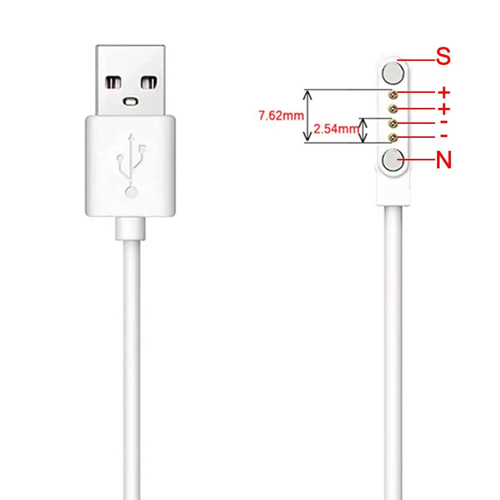 Ładowanie magnetyczne kabel do ładowania inteligentnego zegarka do 2 pinów 2.84/4/7.62mm odległości czarne nowatorskie kable ładowarka USB