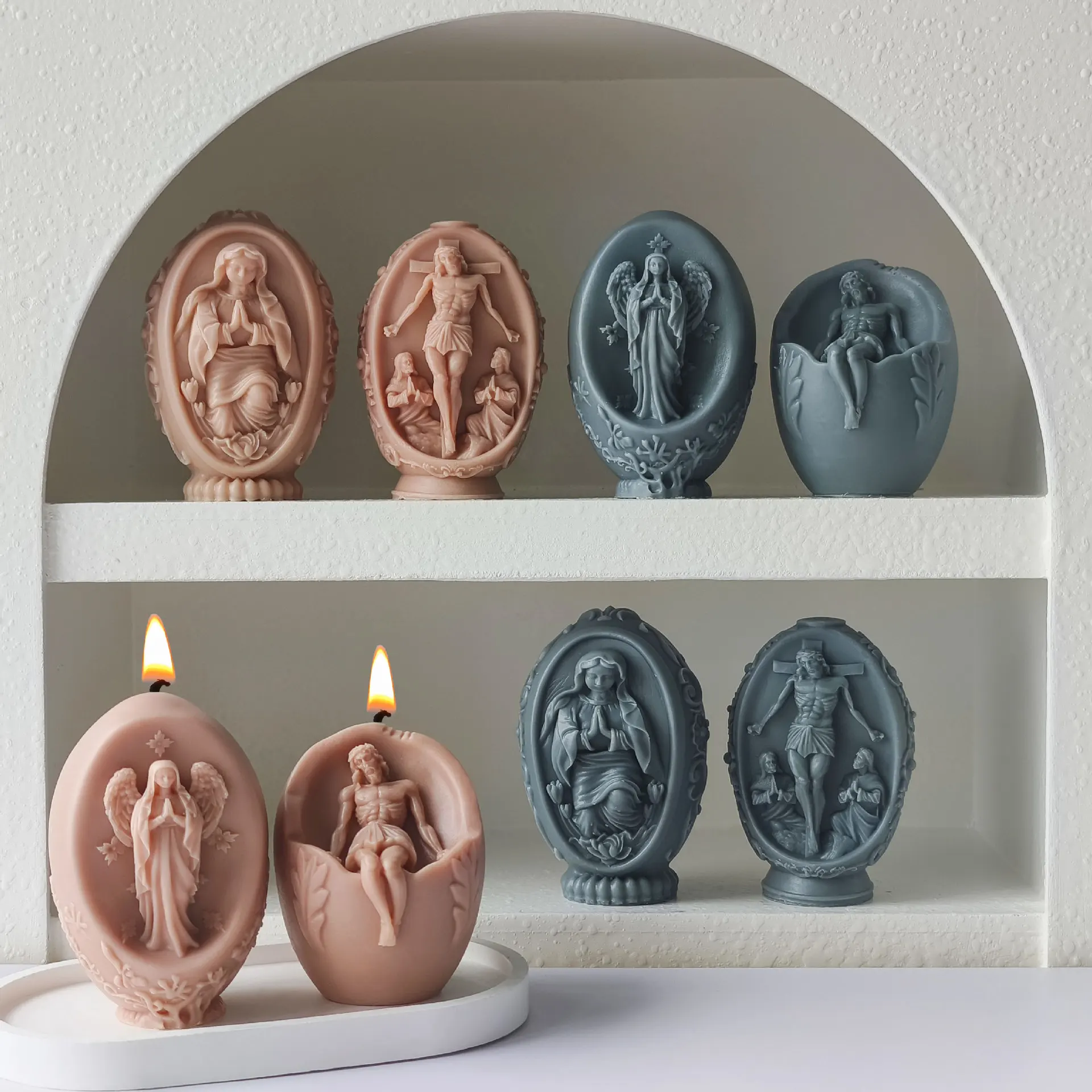 3D Jesus Easter Eggs Candle Silicone Mold DIY Aromatherapy Candle Mould Chocolate Gypsum Epoxy Resin Decoration Gift