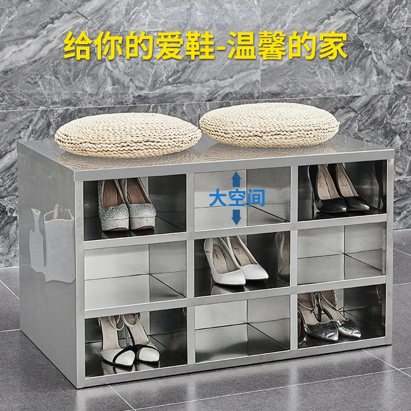 Thickened 304 stainless steel shoe cabinet purification workshop staff dust-free shoe stool laboratory double sided shoe cabinet