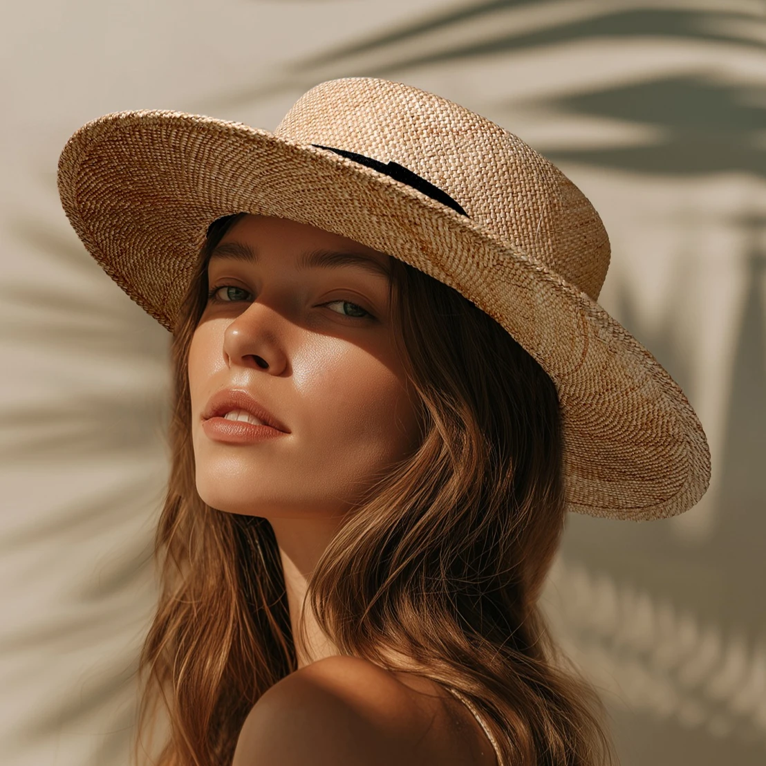 

USPOP Classic Natural Straw Panama Fedora Hat for Men Women Wide Brim Summer Sun Hat with Bow Vintage Breathable Beach Cap