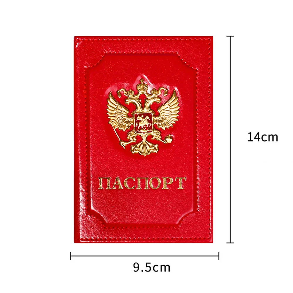 Unisex Russland Reisepass Reiseveranstalter PU Leder Ticketkartenetui Schutzhülle mit goldener russischer Abzeichenprägung