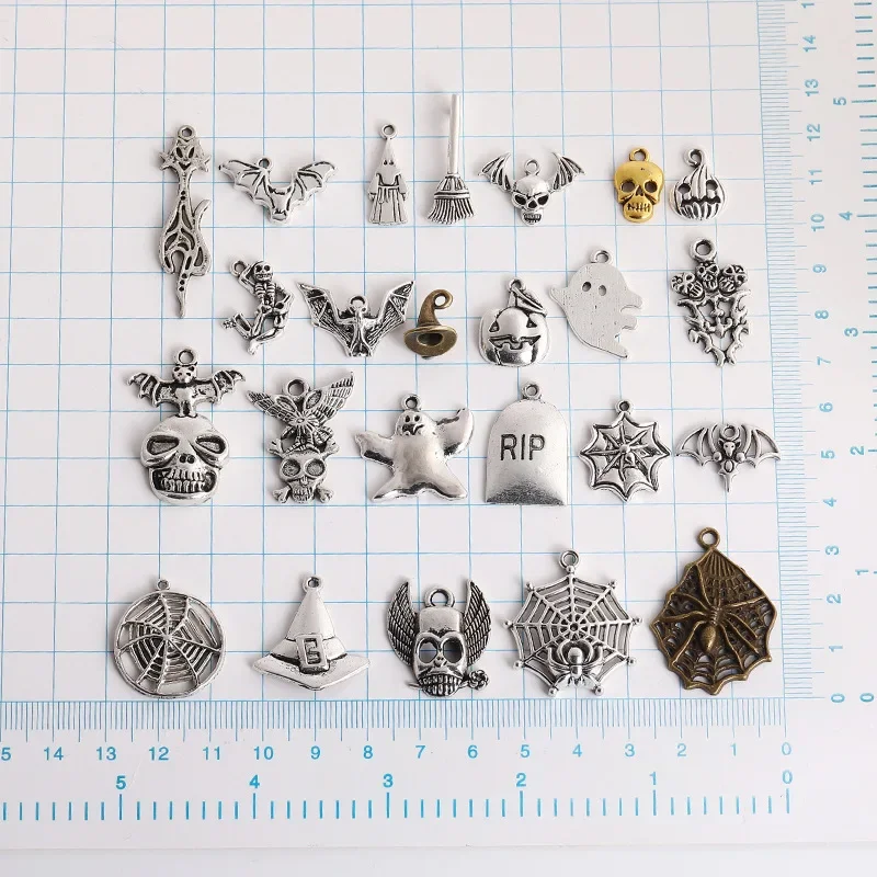 

diy Halloween alloy, fun ghost heads, spider webs, bat fashion clothing accessories and accessories diy