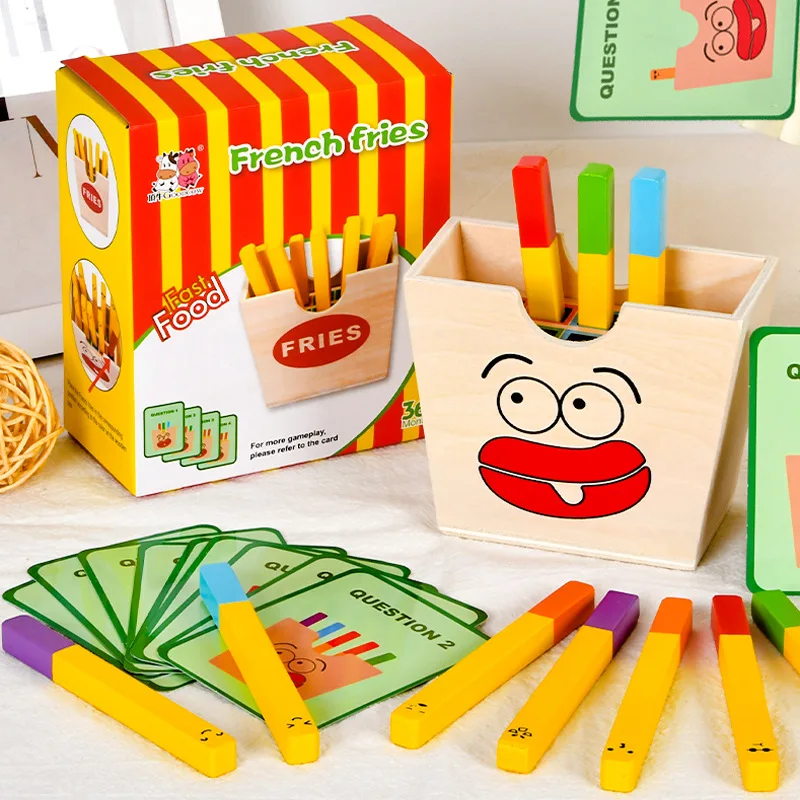 

Pretend Role Play Simulation Kitchen Toy Toddler Educational Montessori French Fries Kids Wooden Toys Child Color Matching Games