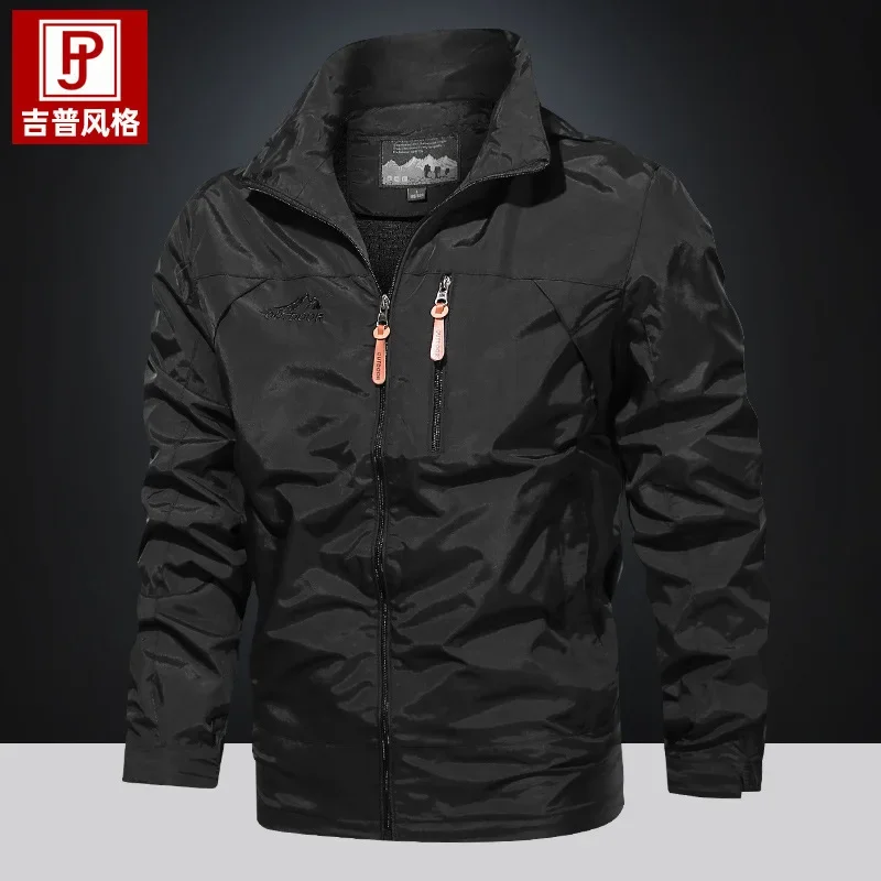 

Men Spliced Stand Collar Jackets Zipper Coat Cardigan Outerwear Long Sleeve Coats Pockets Hooded Jacket 2025 Male Autumn Basics