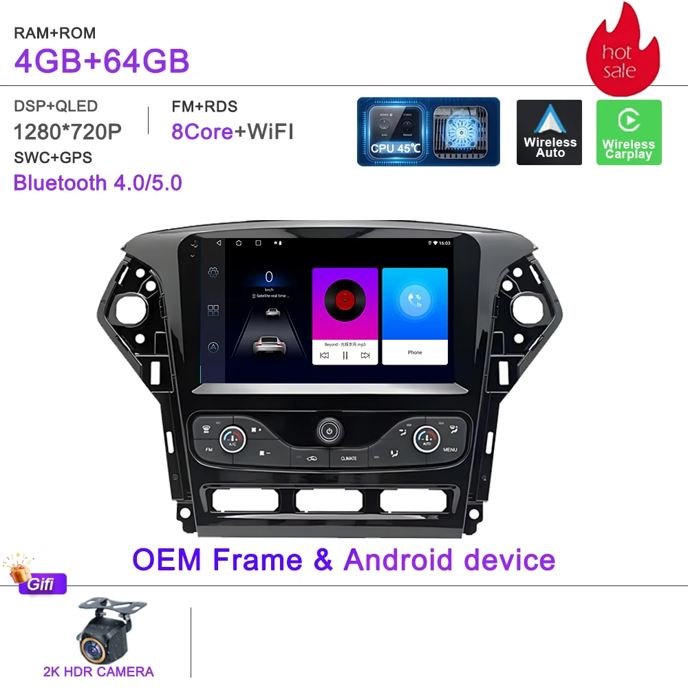 Auto GPS Android 16 Auto Radio Voor Ford Mondeo MK4 2007-2014 Stereo Head Unit Geen 2din DVD Scherm 5G Navigatie stereo Auto GPS