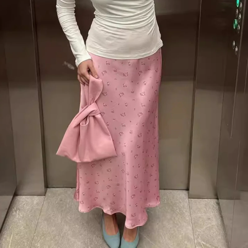 

Nice Summer Printed Fashion Long Skirt For Women High Waist Contrast Patchwork Slim Elegant Party Looks Ladies Y2k Maxi Skirt