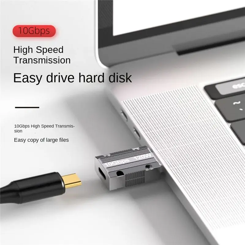 A71Z 120W Zinc Alloy Type C to USB Otg Adapter 10Gbps USB Male to USB-C Female Connector for Phone Adaptador