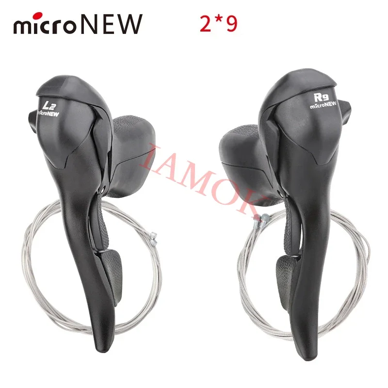 

microNEW Bike Dual Control Lever 2/3/7/8/9/10-speed Iamok Road Bicycle Antiskid Aluminium Alloy Levers