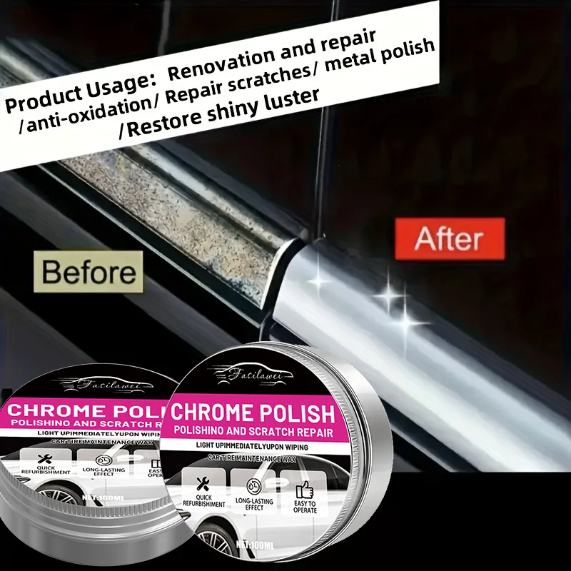 NEW Professional Chrome Repair Cream - For Polishing and Restoring Car Door Handles, Trim, Windows and Grilles