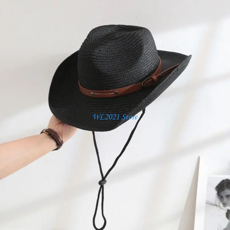 

G5GC Multiuse Adjustable Sun Hat Paper Straw Panama Hat for Beach Event Gatherings
