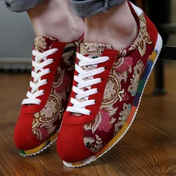 Zapatillas de lona Rojas estampadas para Hombre, zapatos informales transpirables de verano, a la moda