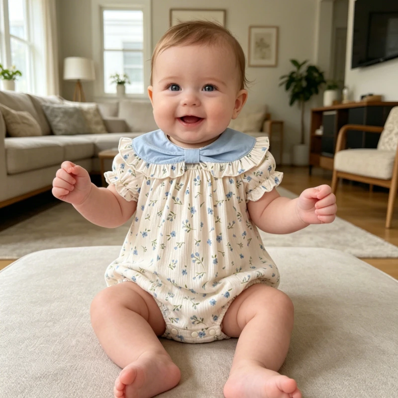 

ZOETOPKID Summer Baby Romper for Girls Floral Print One-Pieces Cute Newborn Clothes Lightweight Baby Girl Outfit