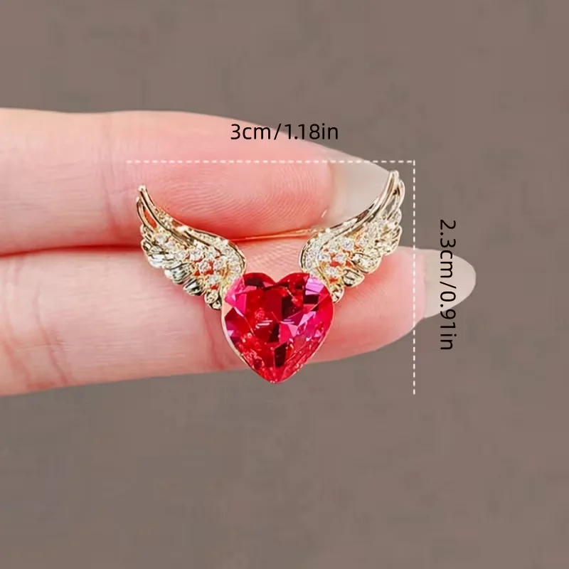 بروش على شكل قلب جناح الملاك، مصنوع من سبيكة، إكسسوار عصري