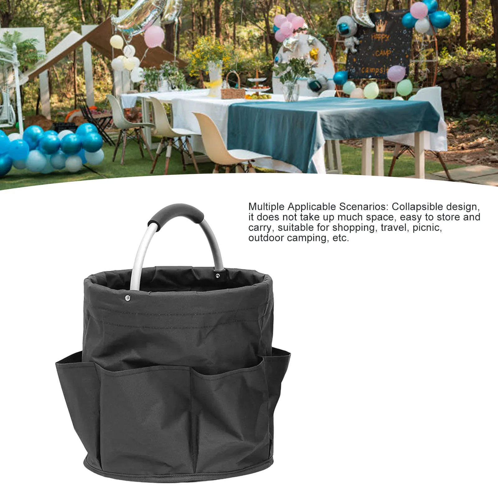 

Складная корзина для пикника большой емкости из ткани Оксфорд, дорожная уличная корзина для кемпинга с ручкой