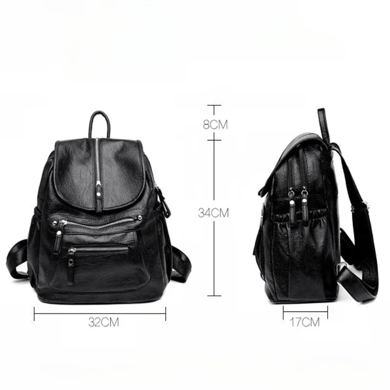 

Women High Quality Leather Backpacks Vintage Female Shoulder Bag Sac A Dos Travel Ladies Bagpack Mochilas School Bags for Girls