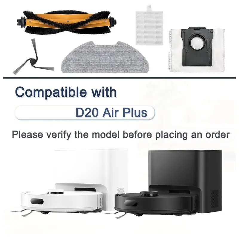 ABLD 20PCS Accessories Kit Compatible For DREAME D20 Air Plus Robot Vacuum Replacement Parts Main Side Brush Filter Mop