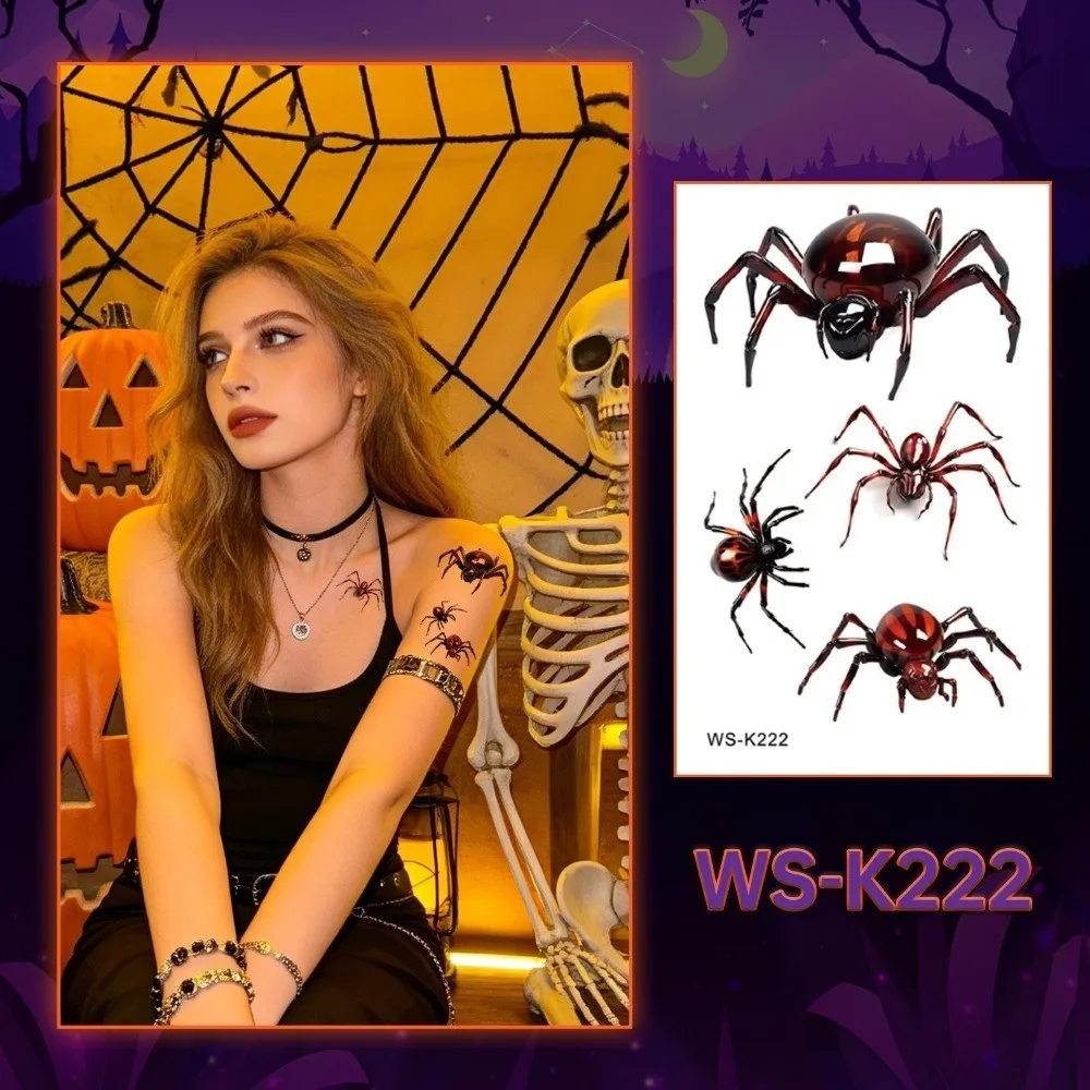 Waterproof Halloween Temporary Tattoo Disposable Terrifying Halloween Face Tattoo Realistic Body Tattoo Stickers Party Use