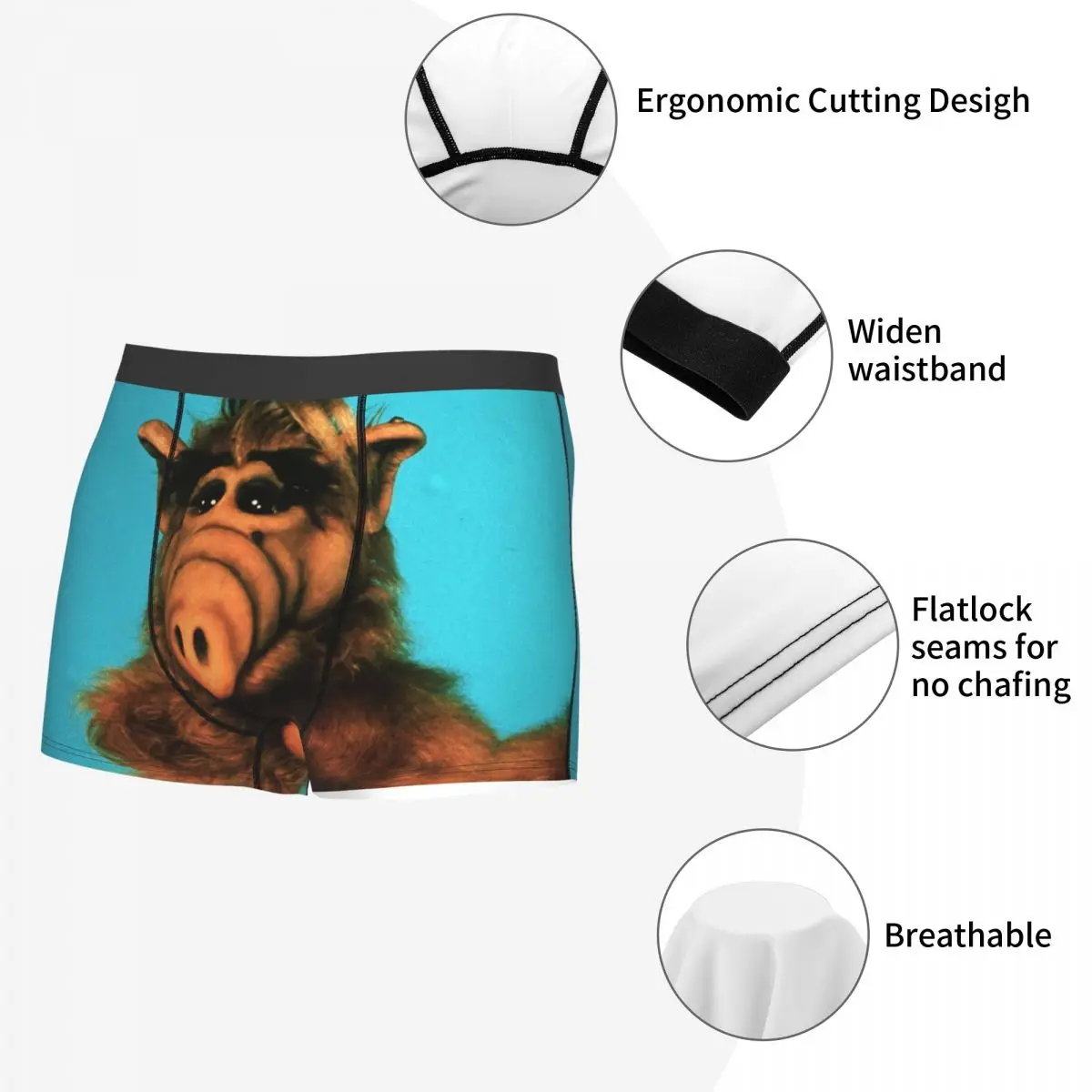 Custom Novelty Funny Alf Boxers Shorts Panties Male Underpants Breathable Alien Life Form Sci Fi Tv Show Briefs Underwear