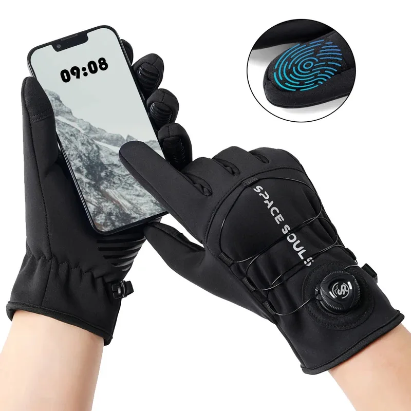 Winter Buckle Cycling Gloves Unisex Windproof Touch Screen Warm Gloves Men's Women's Outdoor Sports Running Skiing Gloves
