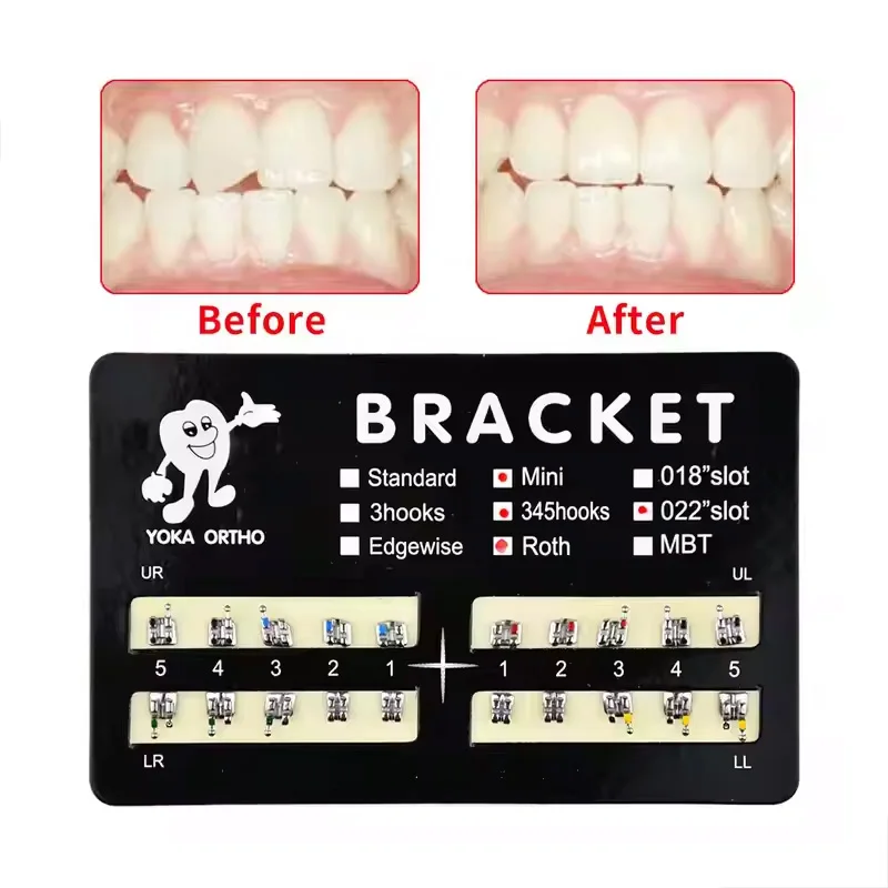 10Packs(200pcs) Dental Brackets Orthodontic Brace Dental Metal Bracket Monoblock Mini Roth/MBT 022/018 3/345H Orthodontic Brace