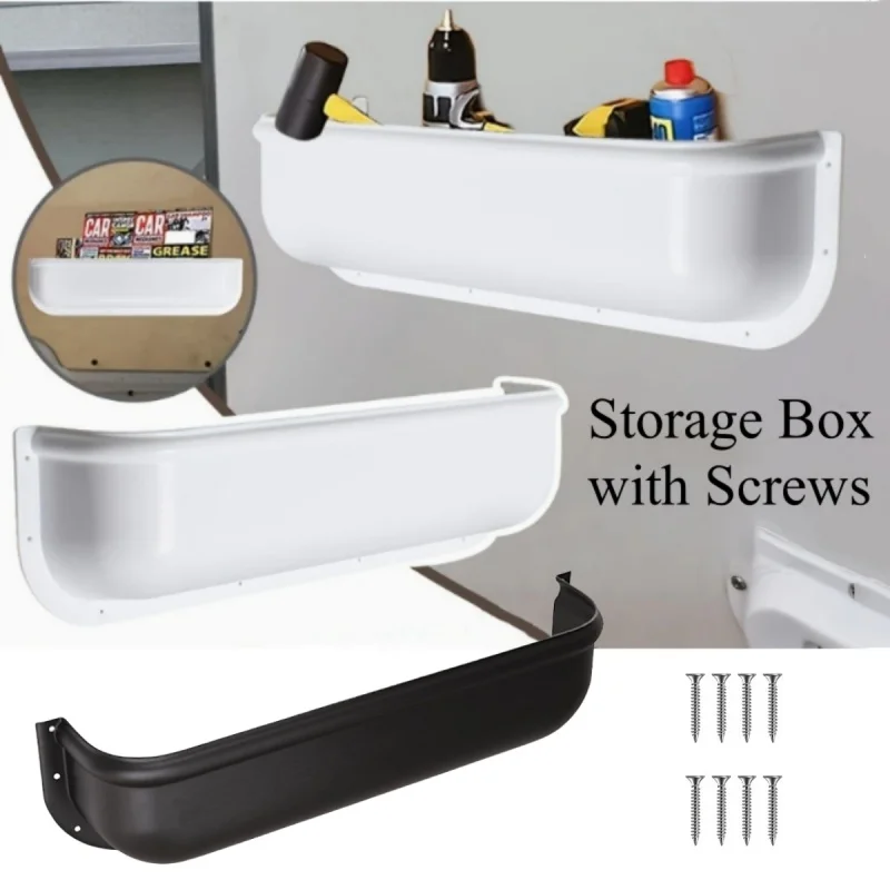 

1 шт., 45 см, ящик для хранения дверей автофургона из ПВХ, белый/черный цвет с 10 саморезами для хранения в дом на колесах