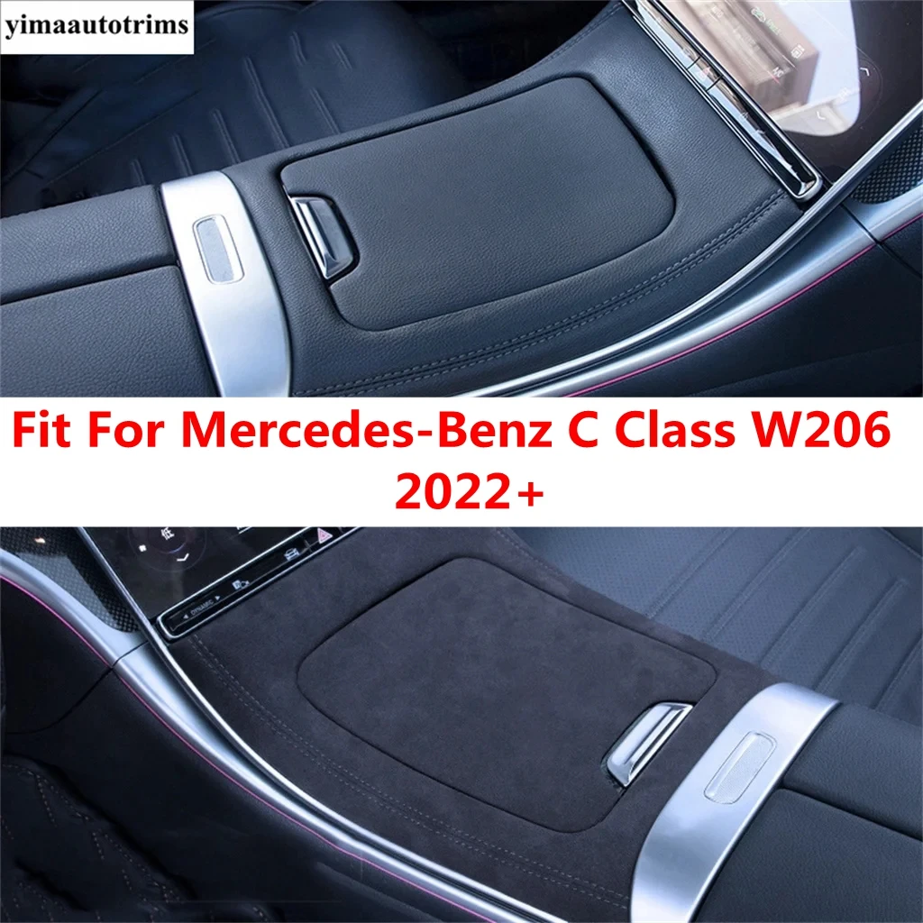 Center Console Armrest Storage Box Mat Pad Protection PU Leather Interior Accessories For Mercedes-Benz C Class W206 2022 - 2024