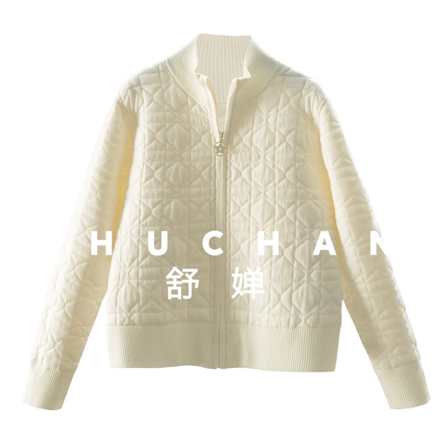 

Двойная теплая простая и тяжелая промышленная стеганая хлопковая одежда с ромбами из 100% шерсти с воротником-стойкой, женская одежда 60I2