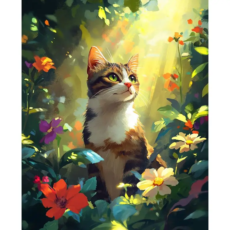 

PhotoCustom Painting By Numbers Kits For Adults Forest Cat Diy Crafts Handmade Animal Acrylic Paint By Number For Home Decors