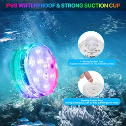 Updated Submersible LED Lights With Remote Controller Underwater Pool Light IP68 10 LEDS Bright Lamp RGB For Pond Pool Aquarium