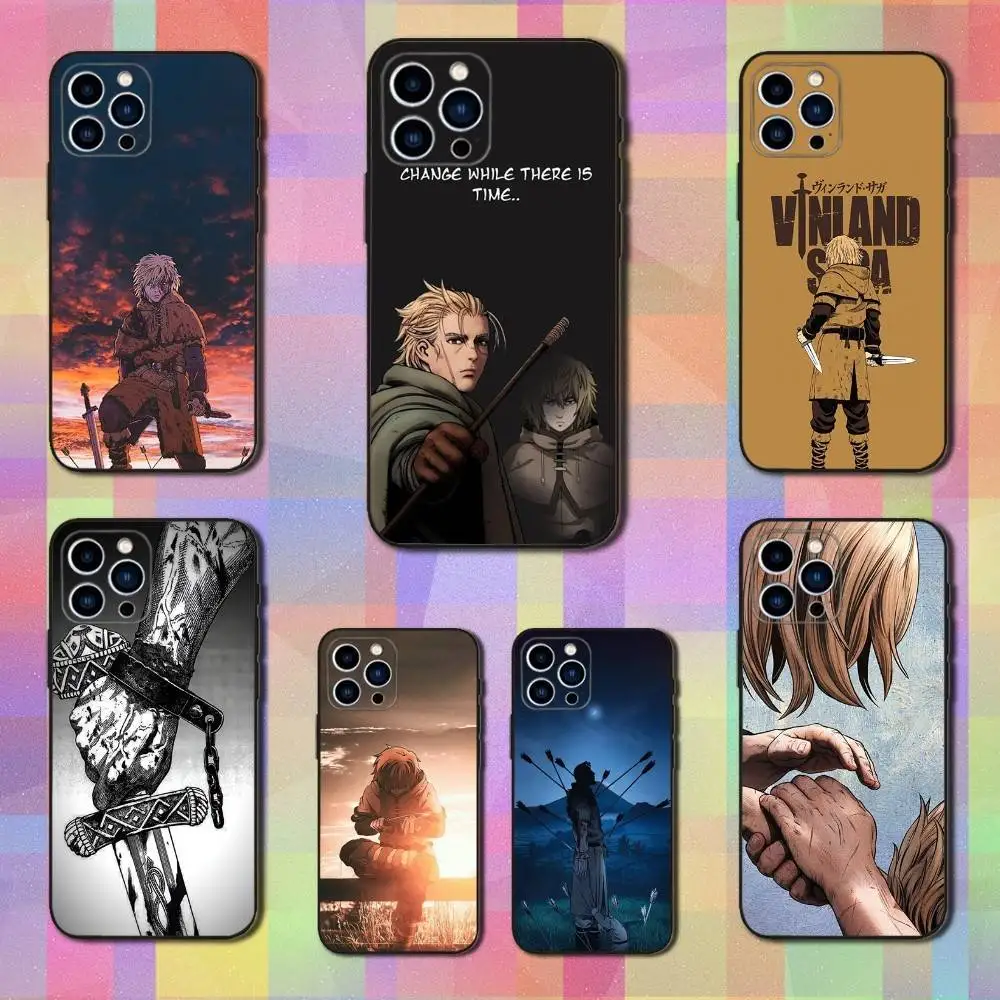 

Hot V-Vinland S-Saga Comics Phone Case For iPhone 16,15,14,13,12,11 Plus,Pro Max,XS,X,XR,SE,Mini,8,7,Soft Silicone Black Cover
