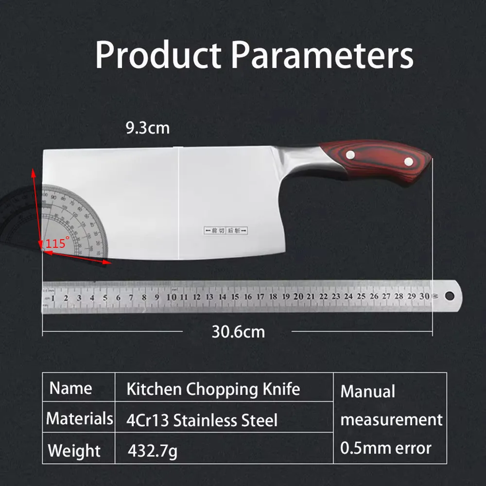 Chopping Butcher Knife 4Cr13 High Carbon Chinese Kitchen Knife Cleaver Durable Chef Slicing Ultra Sharp Blade Wood Handle Knives