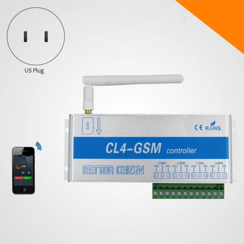 4 Channel Relay CL4-GSM SMS GSM APP Wireless Controller GSM Receiver and Switch Gate/Door Opener-A82Z