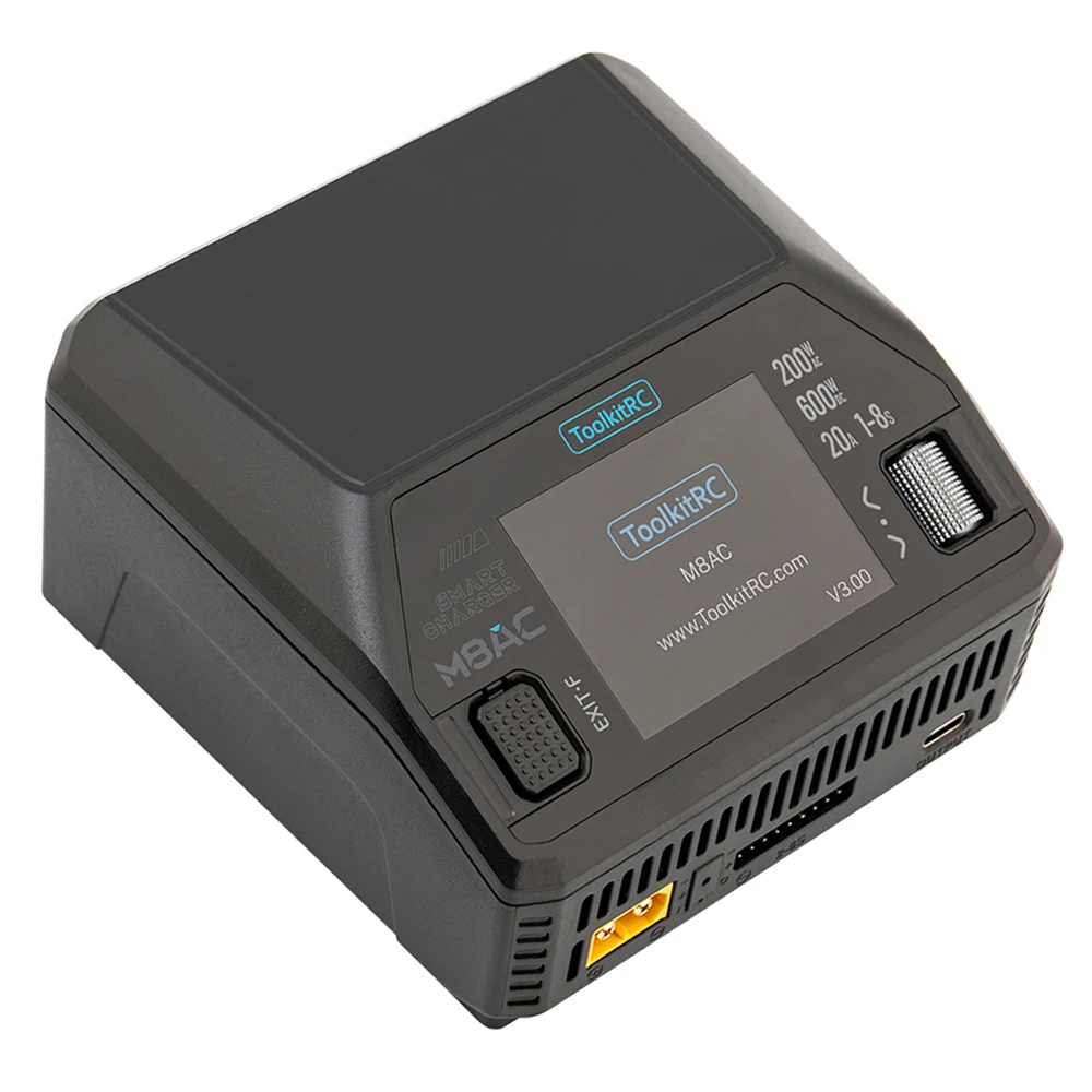ToolkitRC M8AC Smart Lipo Battery Charger Discharger AC 200W DC 600W 20A for 1-8S LiHV Lipo Battery PD 65W FPV Model Parts Car