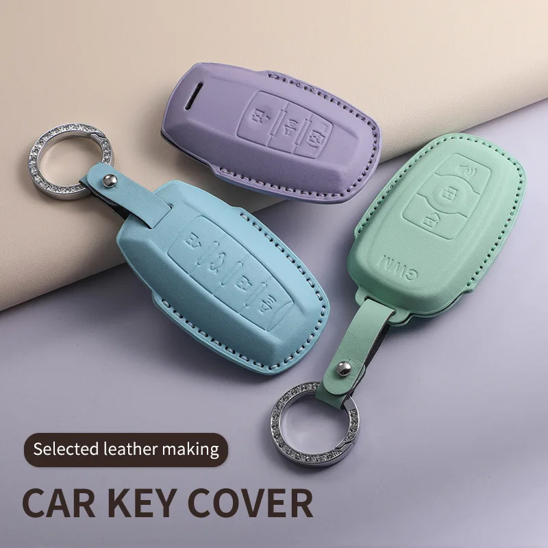 

PU Leather Car Remote Key Fob Casing Keychain Cover for GWM HAVAL H6 H9 F7x H1 H2 H6 H9 JOLION Landtrek RCZ H7X