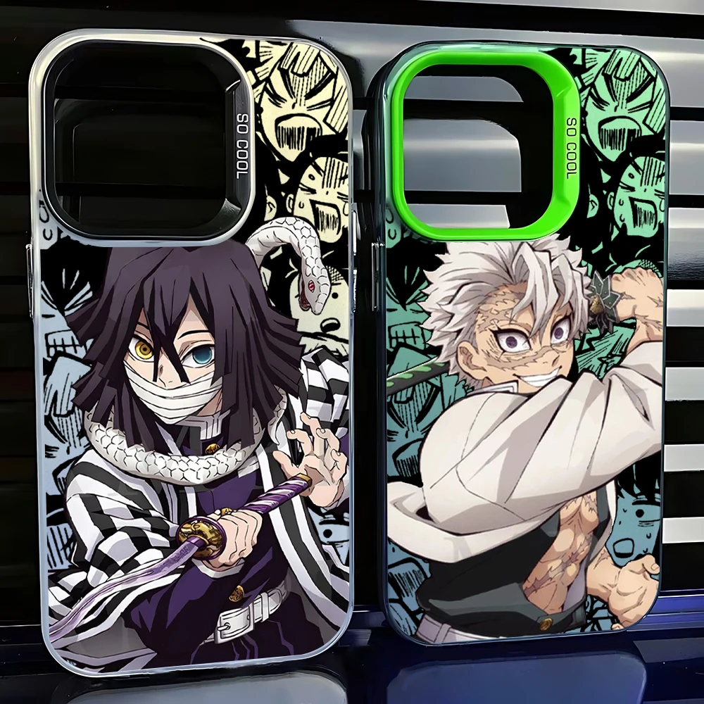 Anime Demon Slayer Cassa Del Telefono Per iPhone 16 15 14 13 12 11 Pro Max X XR XSMAX 8 7 Plus Candy Opaco Antiurto Della Copertura Posteriore